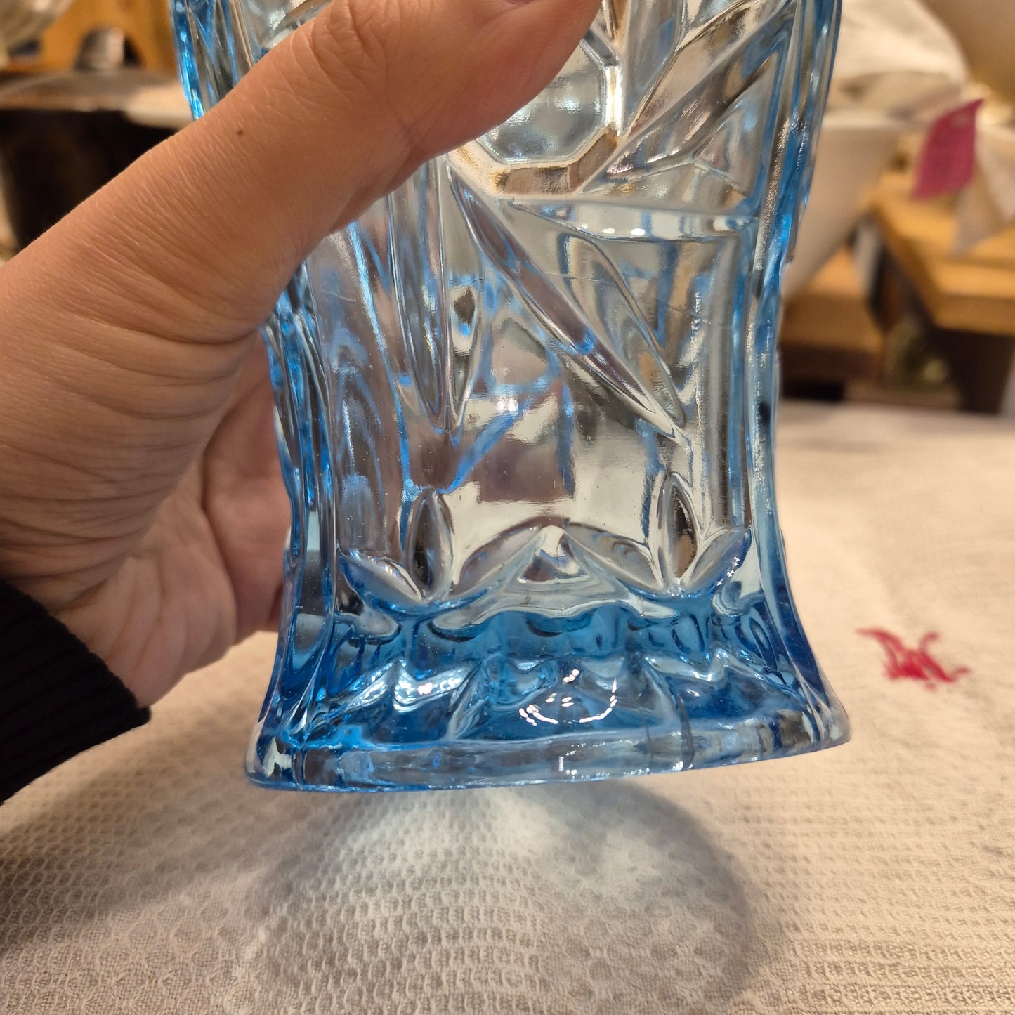 Wunderschöne alte hellblaue Vintage Glas Vase