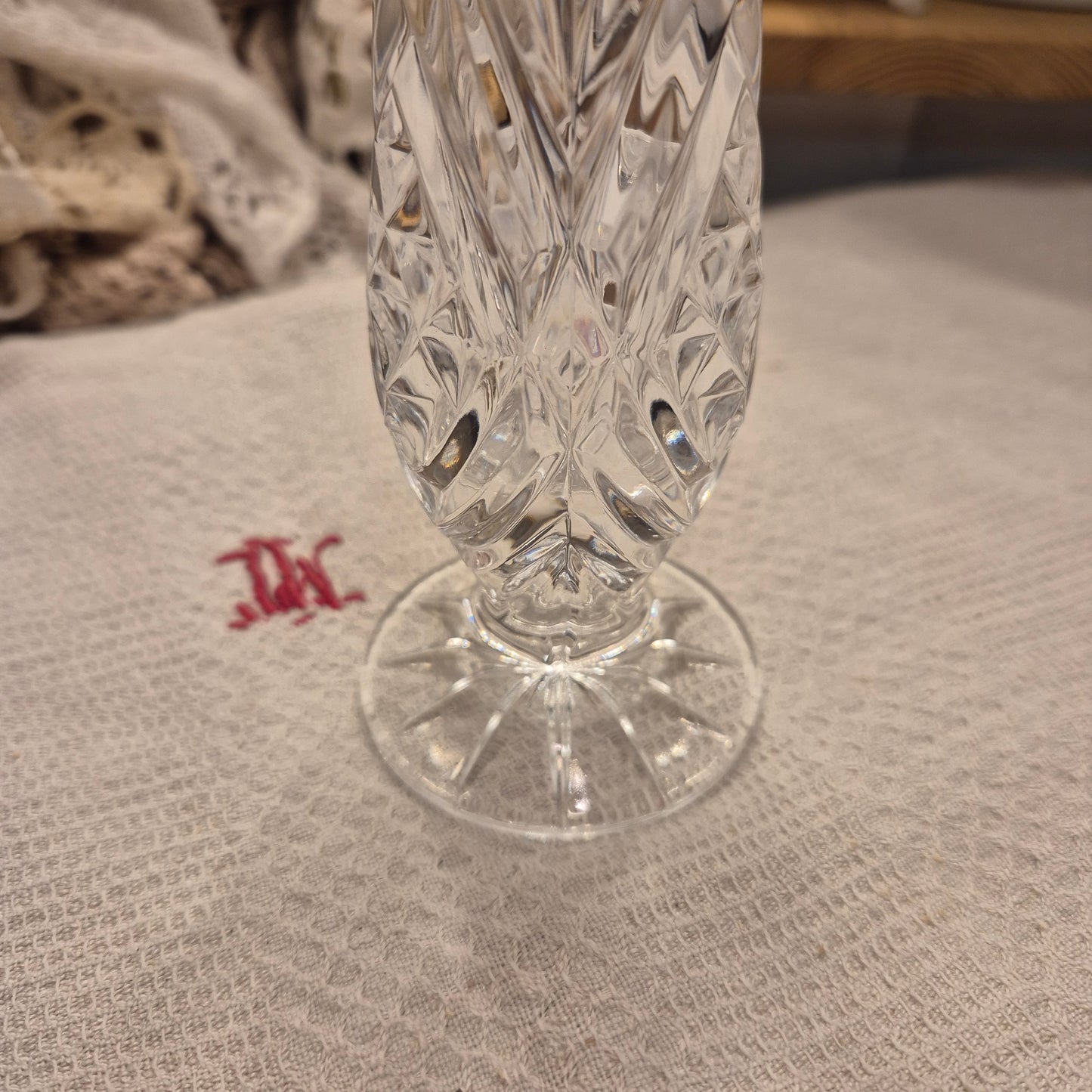 Wunderschöne Vintage Kristall Glas Vase transparent