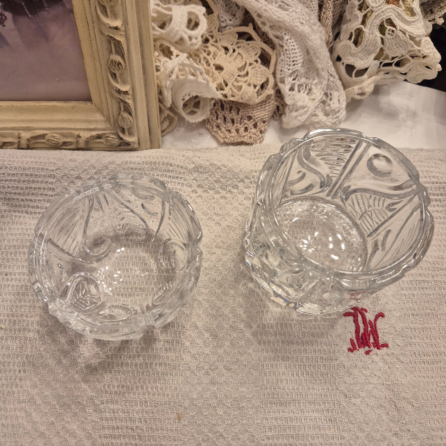 Wunderschöne Kristall Glas Vintage Deckel Dose transparent