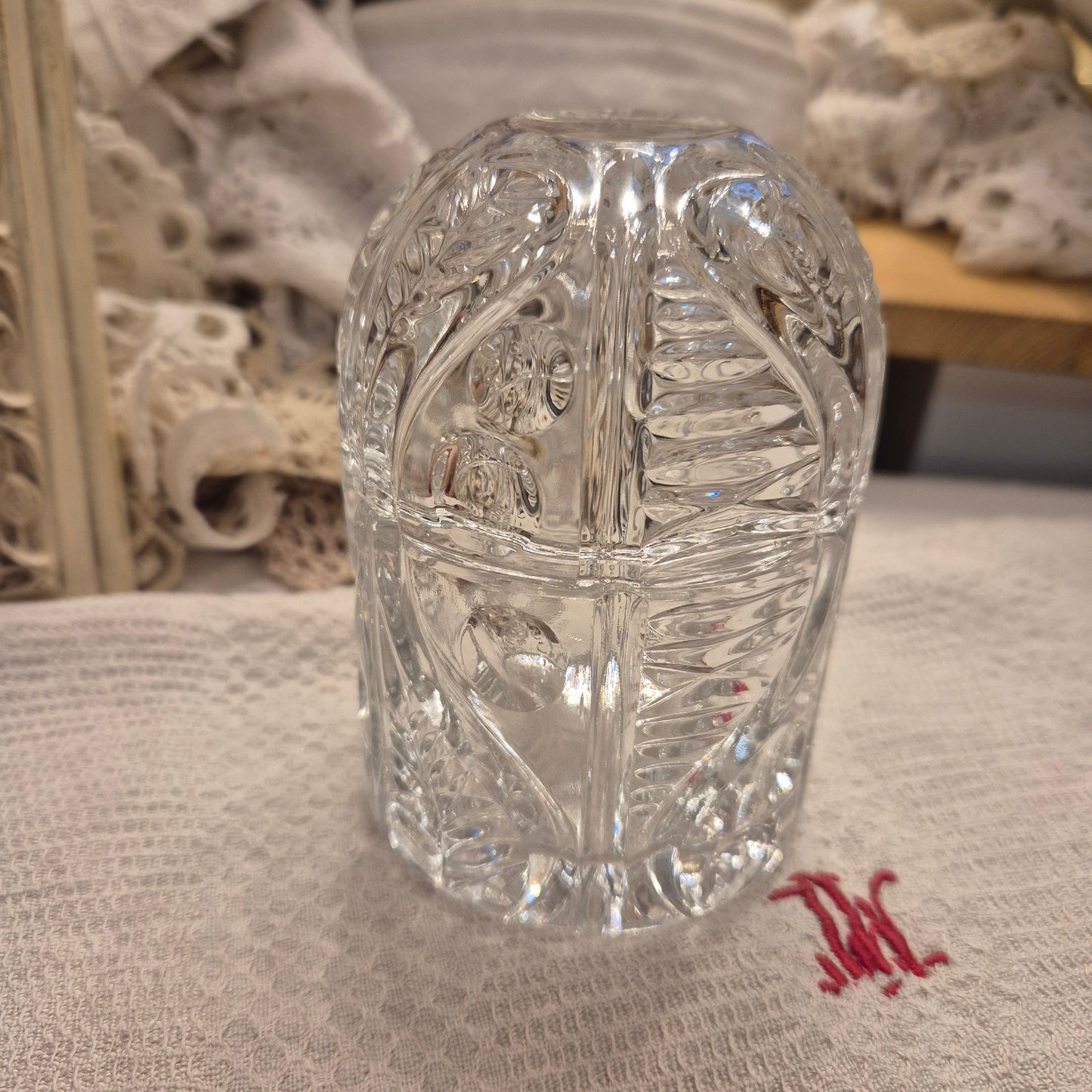 Wunderschöne Kristall Glas Vintage Deckel Dose transparent