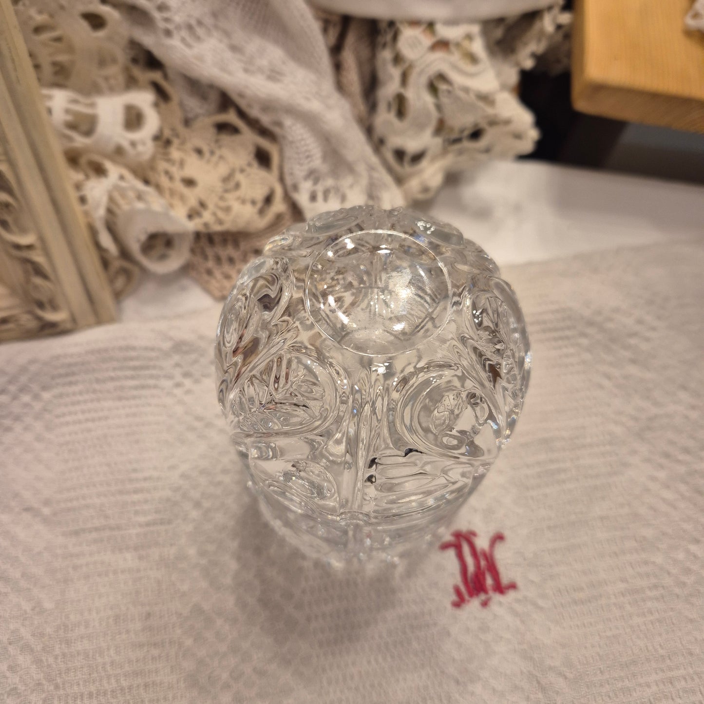 Wunderschöne Kristall Glas Vintage Deckel Dose transparent
