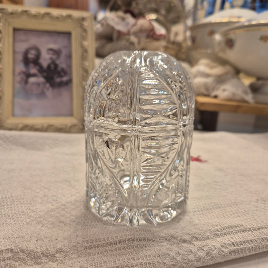 Wunderschöne Kristall Glas Vintage Deckel Dose transparent