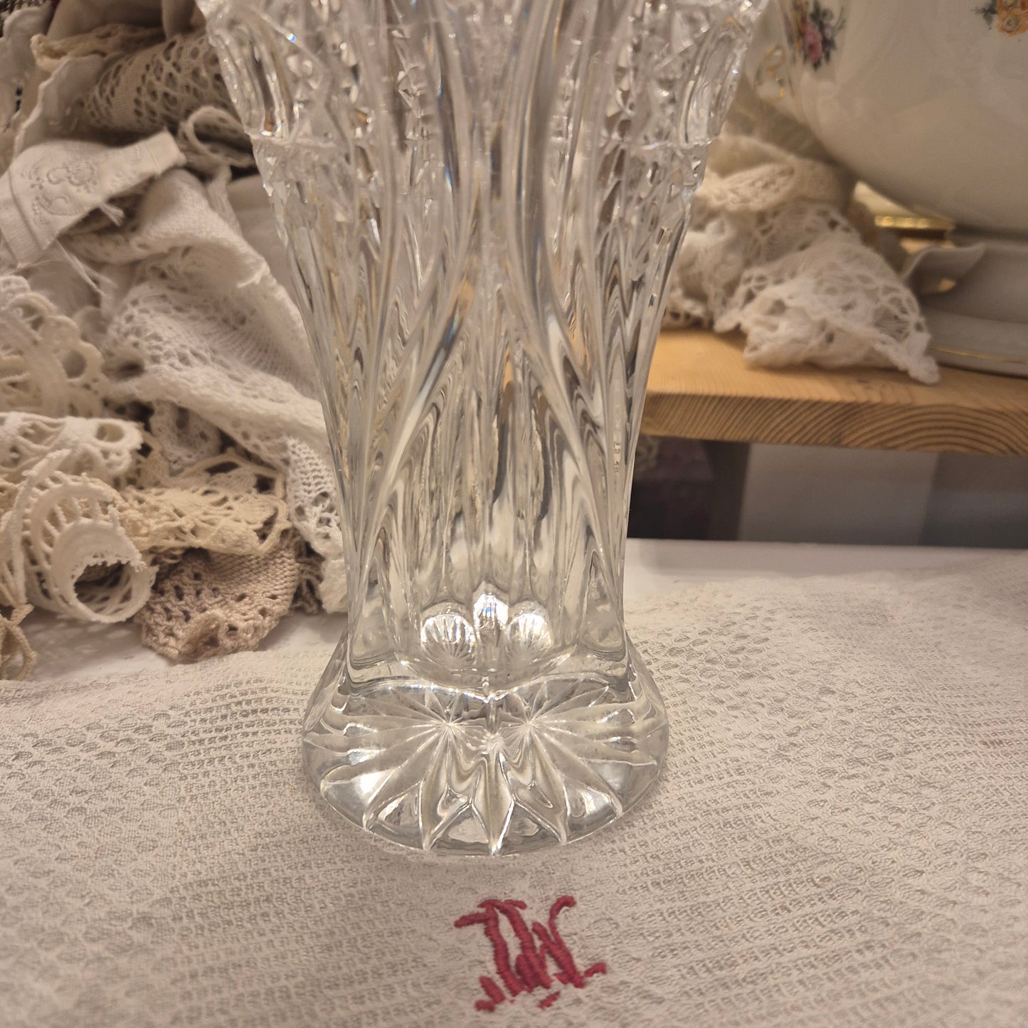 Wunderschöne Vintage Kristall Glas Vase