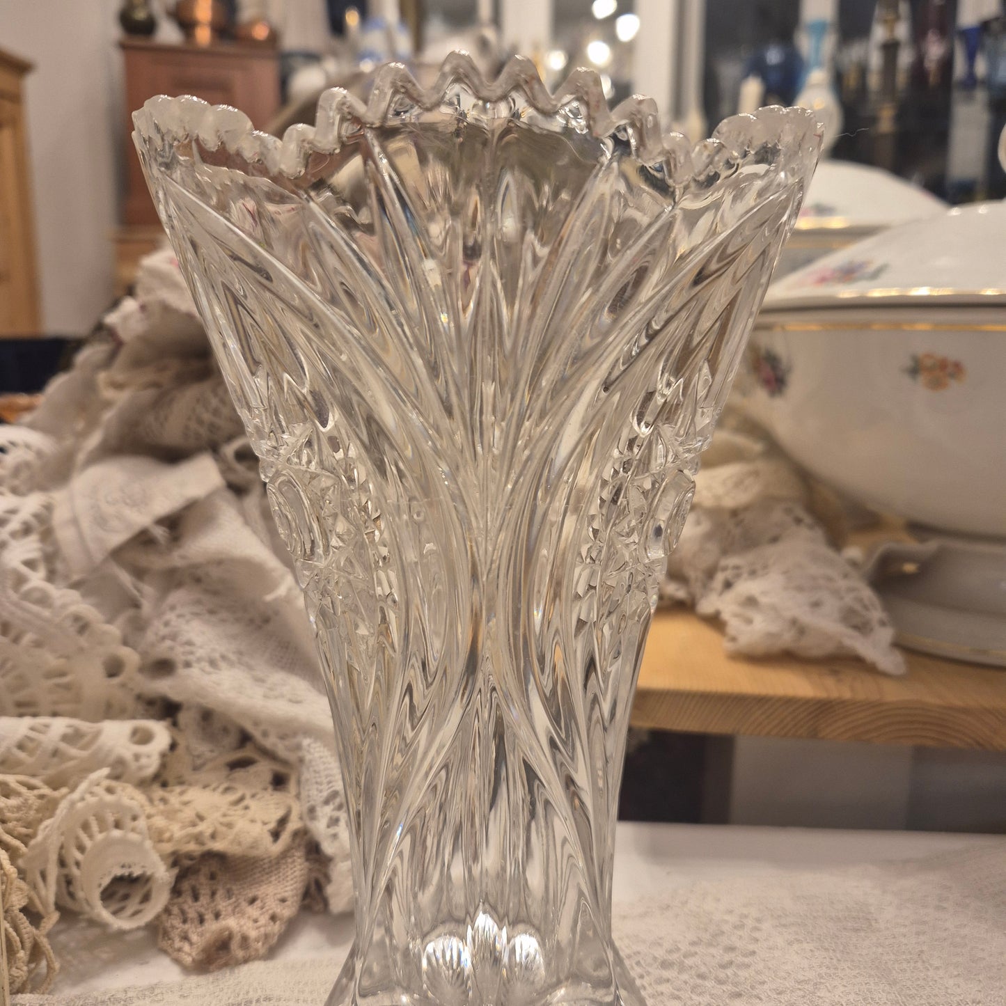 Wunderschöne Vintage Kristall Glas Vase