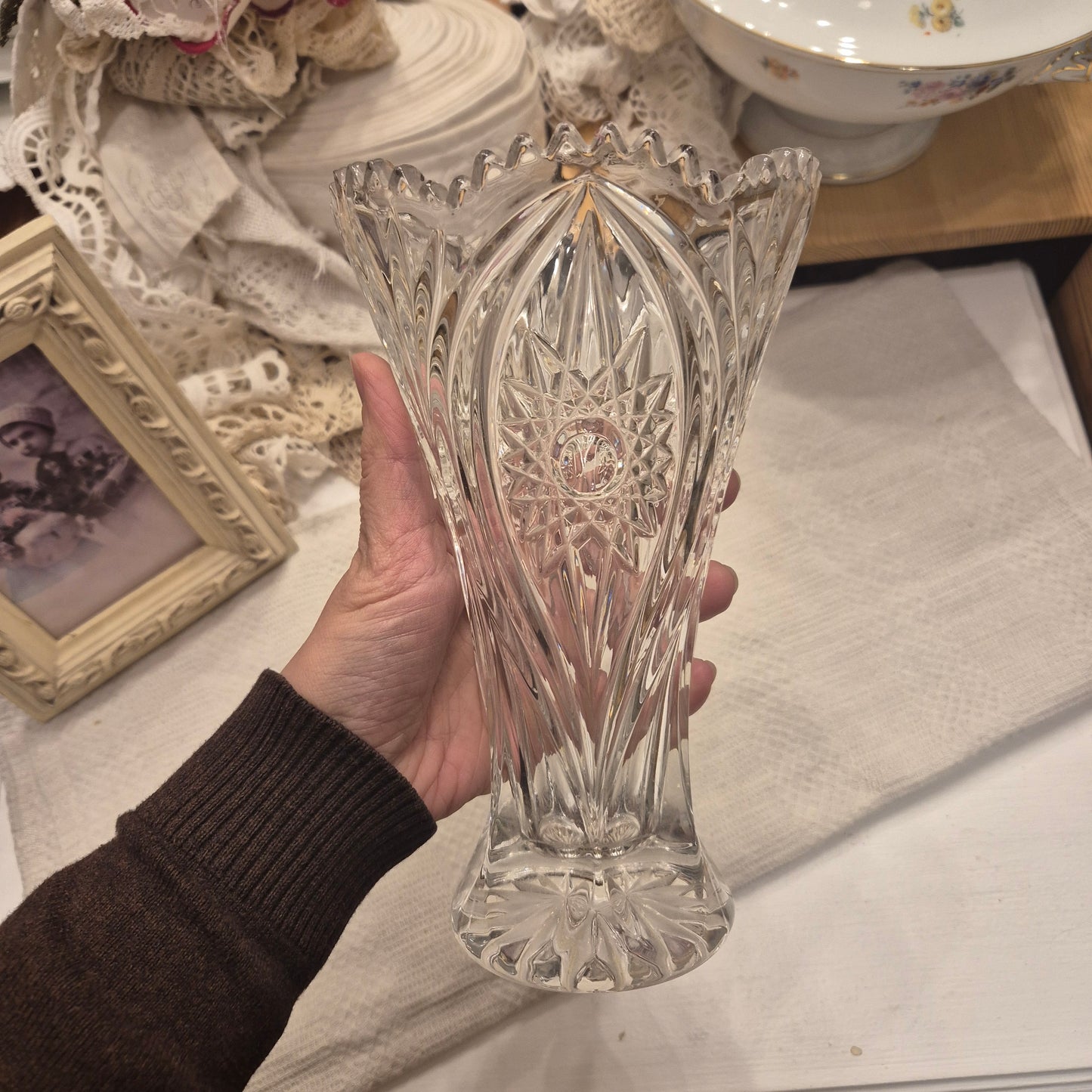 Wunderschöne Vintage Kristall Glas Vase