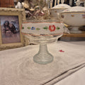 Vintage Glas Schale mit Fuß Bonbon Rosenmalerei Blumen Handbemalt