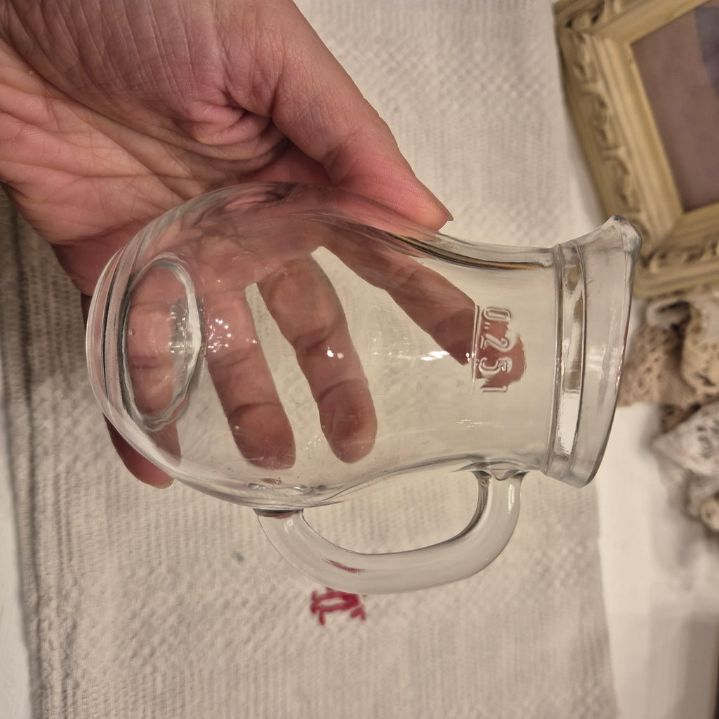 Vintage Milchkännchen Milchkanne Krug Kanne klein Glas 0,25