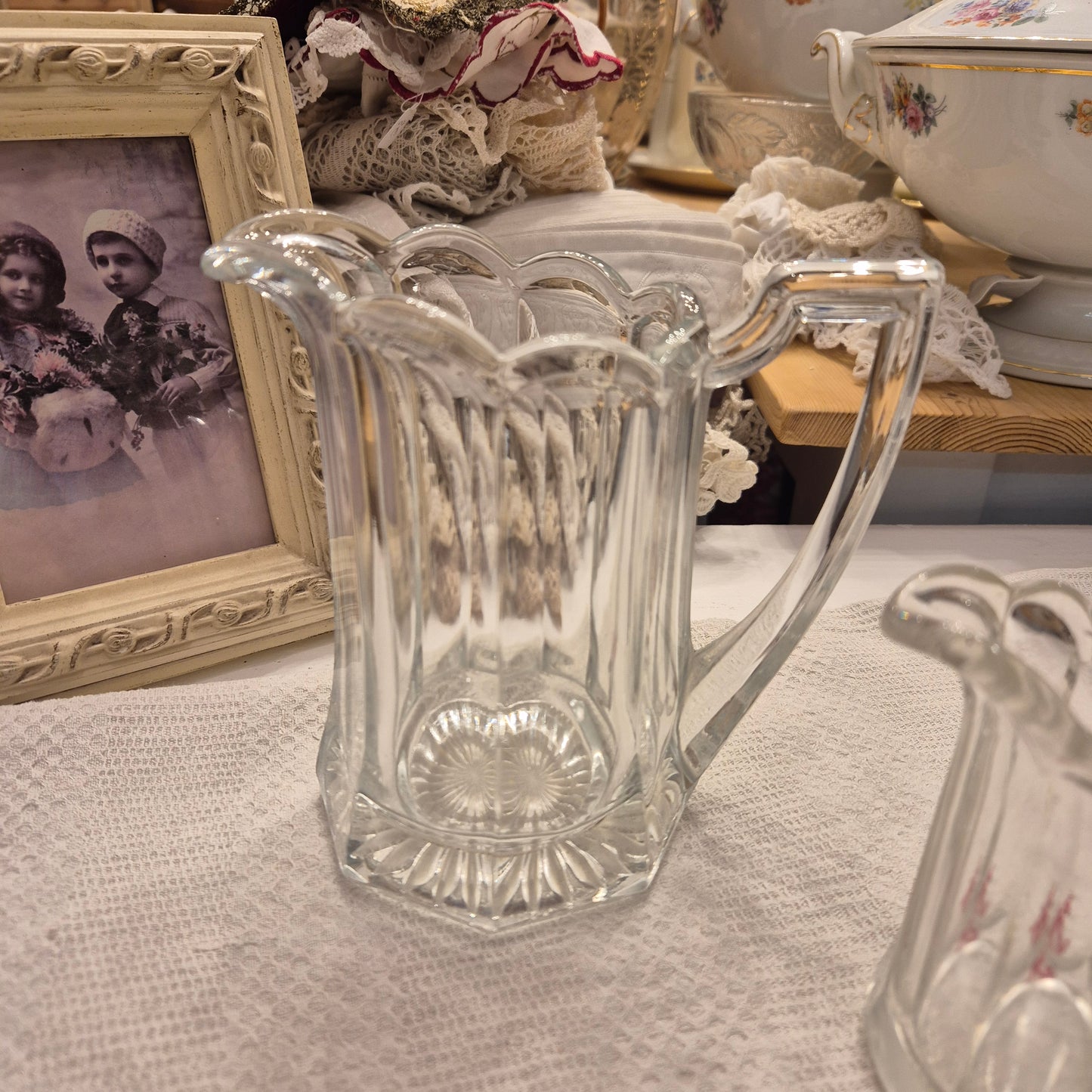 Vintage Milchkännchen Milchkanne Krug Kanne klein Glas Art Deco Stil