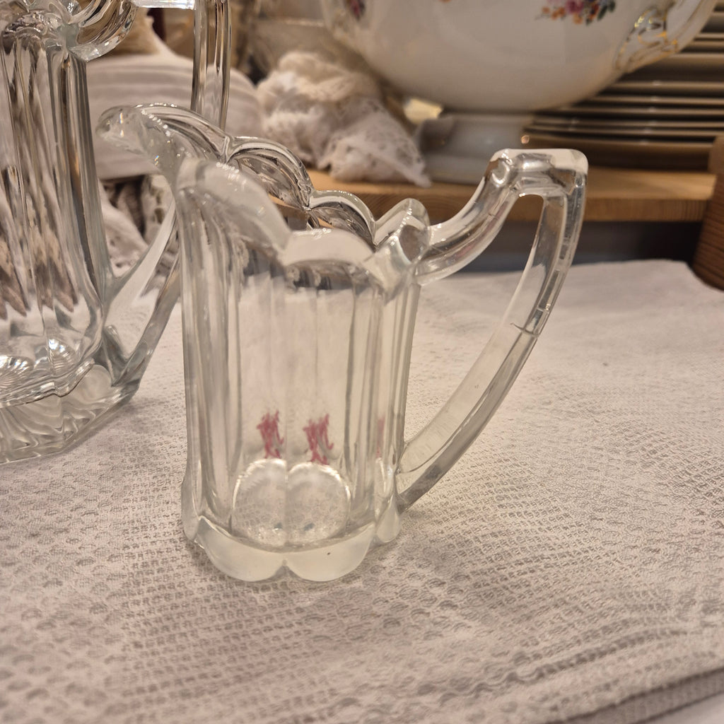 Vintage Milchkännchen Milchkanne Krug Kanne klein Glas Art Deco Stil