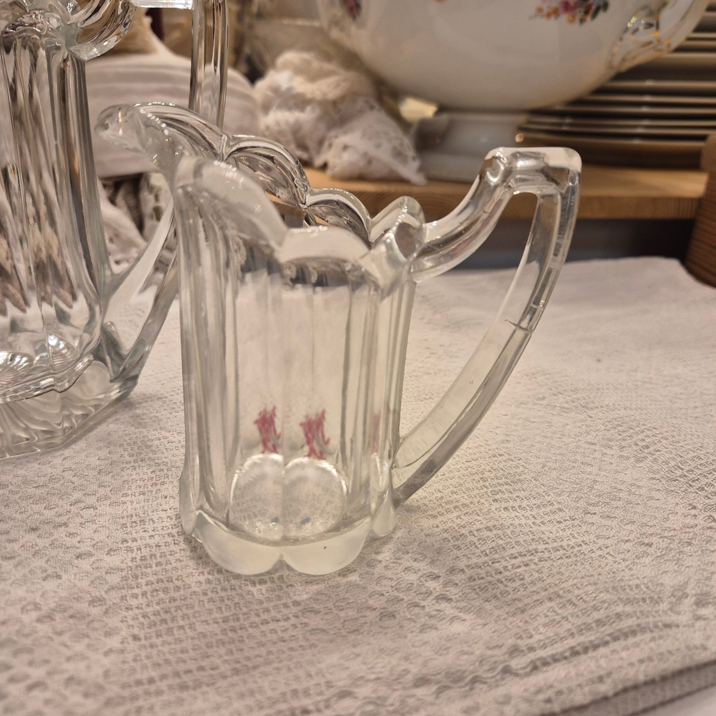 Vintage Milchkännchen Milchkanne Krug Kanne klein Glas Art Deco Stil