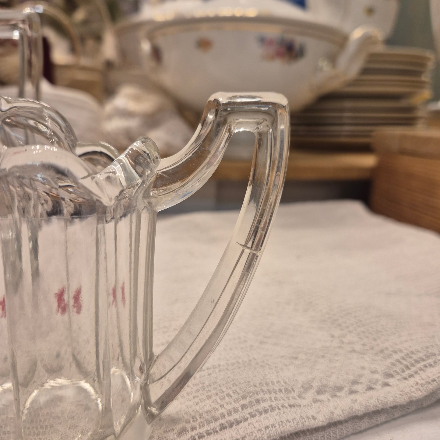 Vintage Milchkännchen Milchkanne Krug Kanne klein Glas Art Deco Stil
