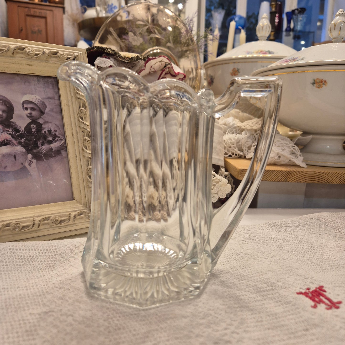 Vintage Milchkännchen Milchkanne Krug Kanne klein Glas Art Deco Stil