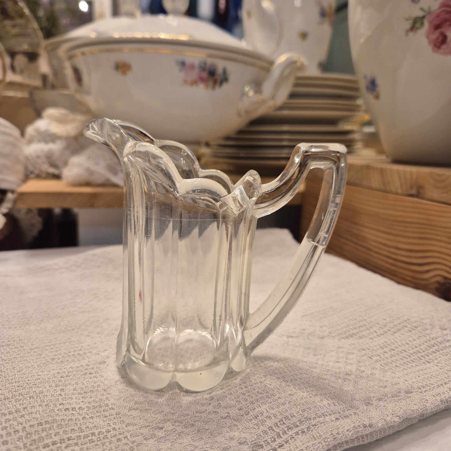 Vintage Milchkännchen Milchkanne Krug Kanne klein Glas Art Deco Stil