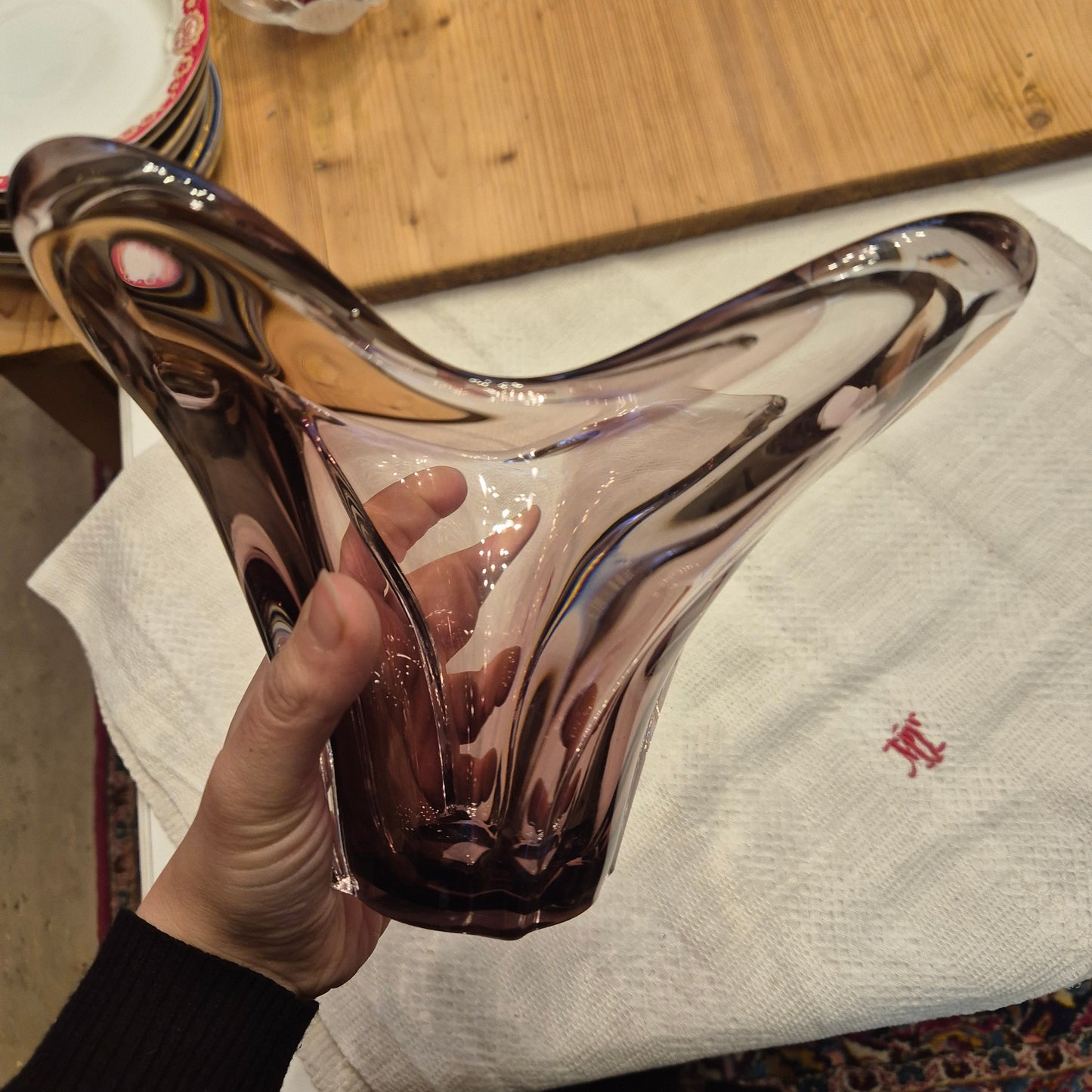 Vintage Glas Schale Bowle 70er Jahre Lila (ähnlich wie Morano)