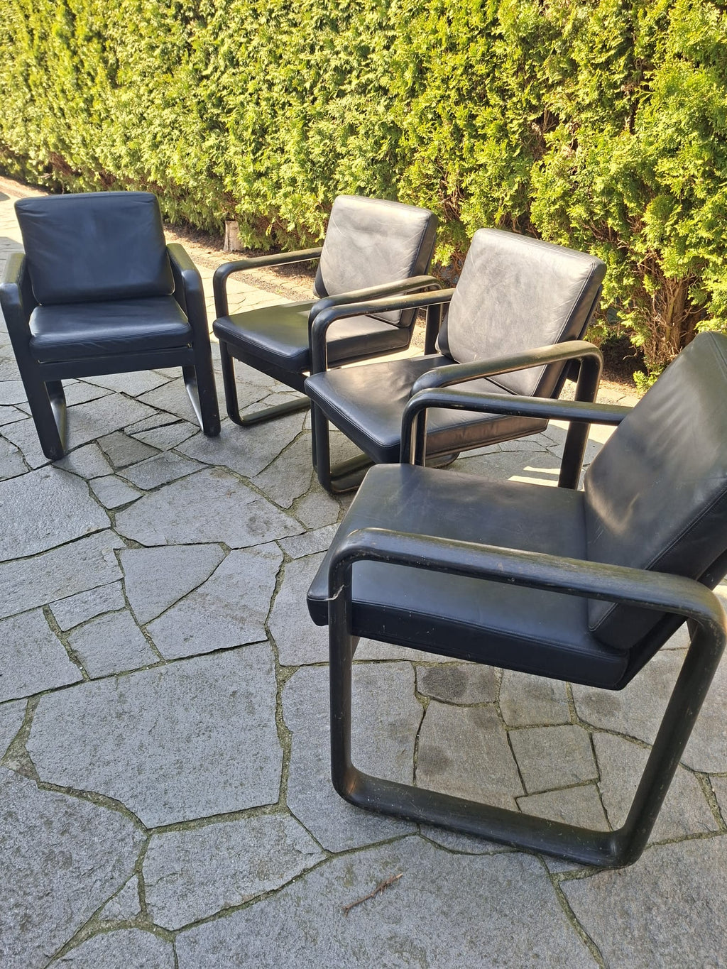 Original Rosenthal Sessel - Studio-Linie - Bjørn Wiinblad Signatur - Leder schwarz