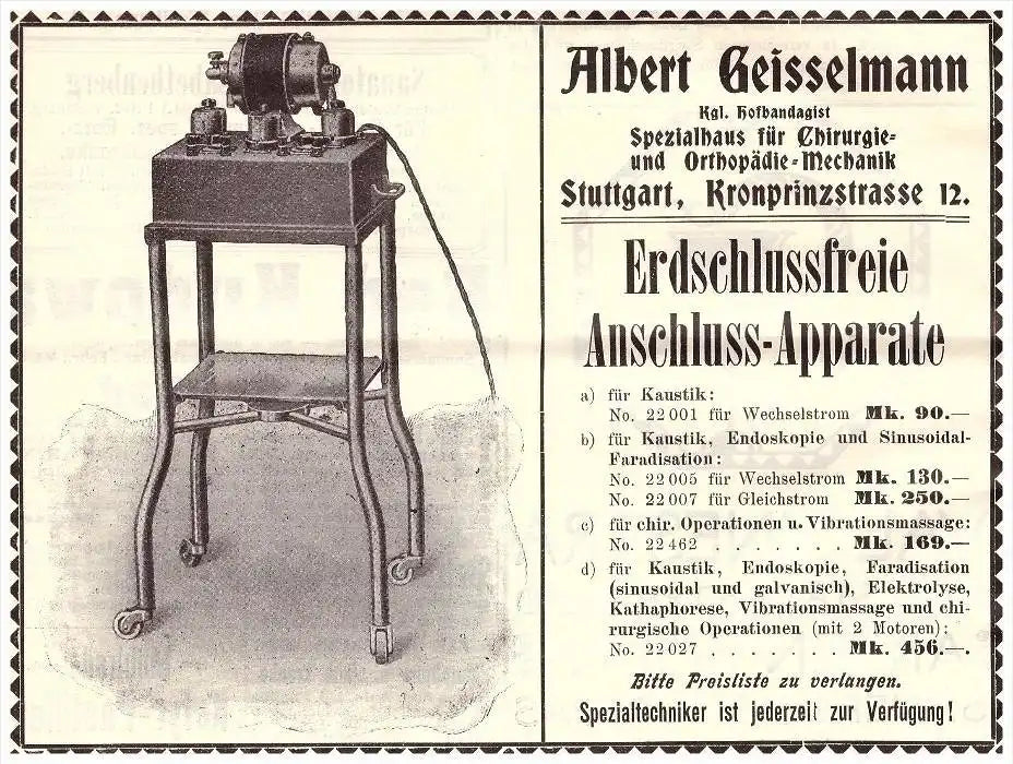 Antiker Chirurg Koffer von 1912 von Albert Geisselmann Chirurg / Orthopädie Rarität!