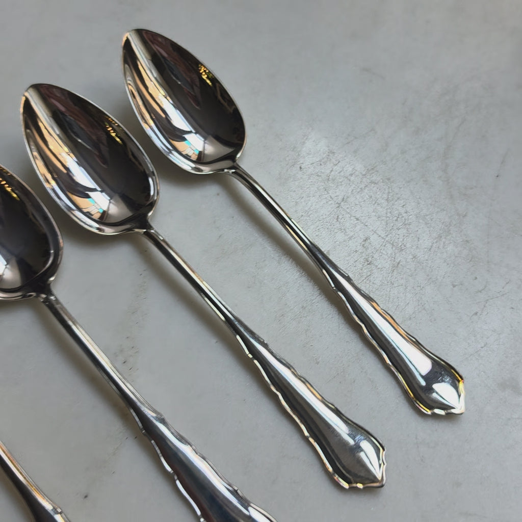 6-teiliges Antikes Esslöffel-Set – Versilbert (90er Silberauflage) – Klassisches Barock / Faden-Design