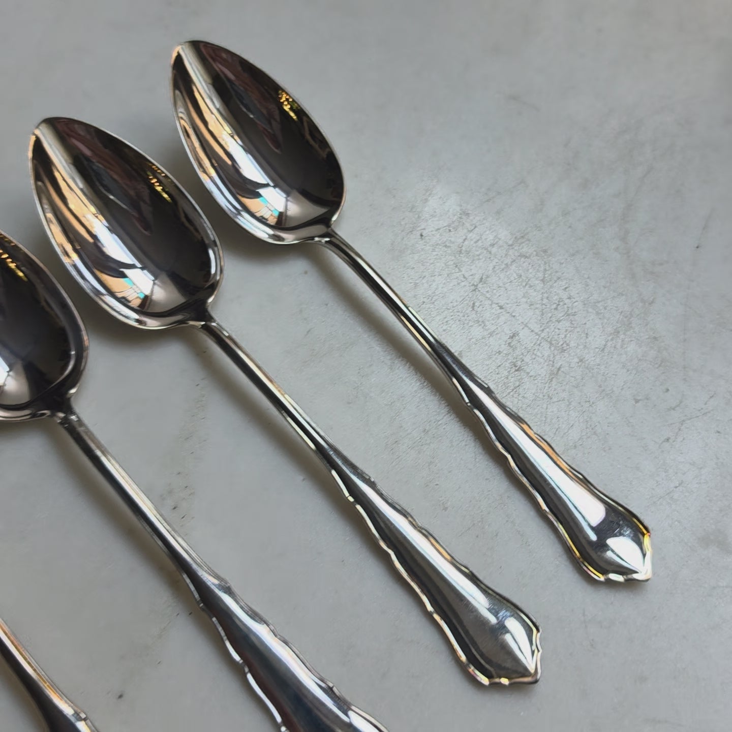 6-teiliges Antikes Esslöffel-Set – Versilbert (90er Silberauflage) – Klassisches Barock / Faden-Design