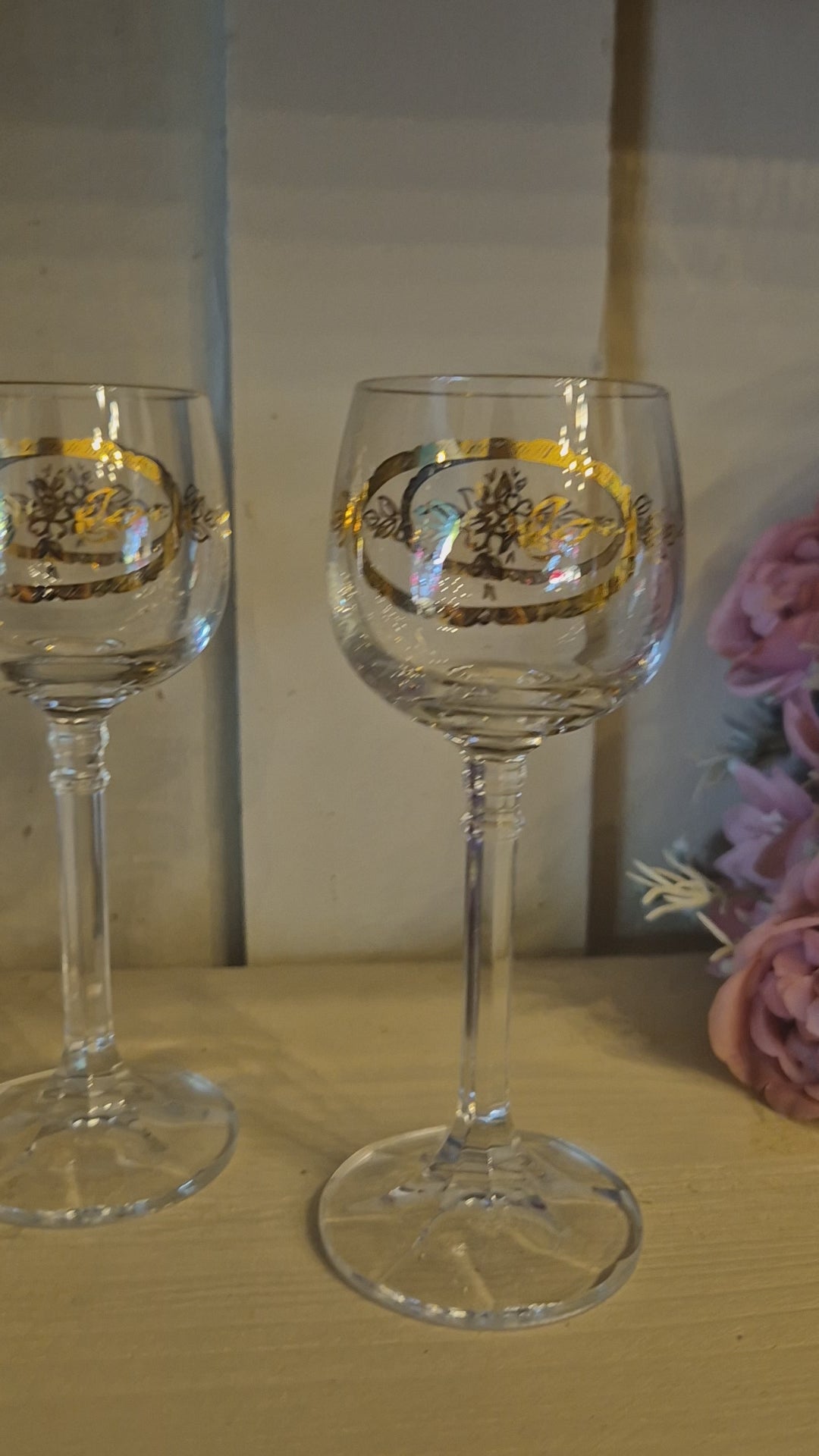 5x kleine 60er Jahre Weingläser goldrand transparent zeitlos schön!