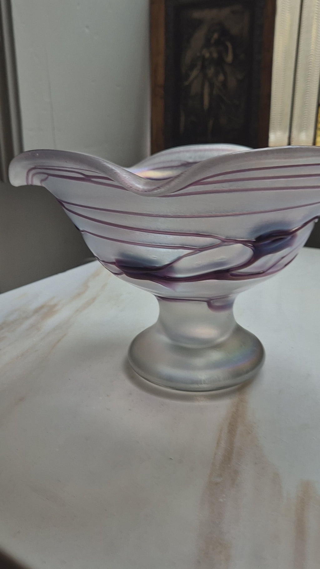 Vintage Jugendstil Glas Schale von Freiherr für Poschinger