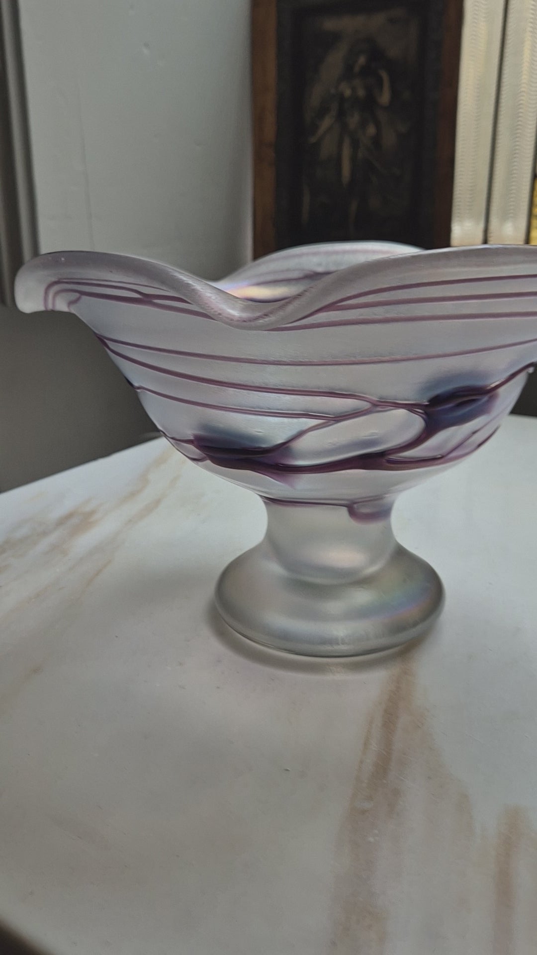 Vintage Jugendstil Glas Schale von Freiherr für Poschinger