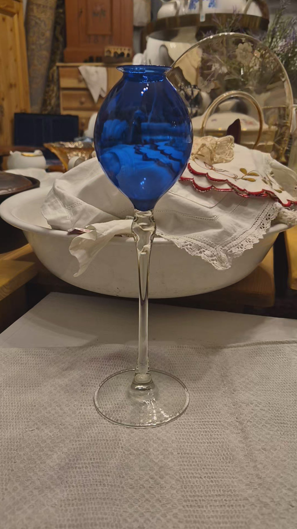 Vintage Glas Blau royal Glaskunst