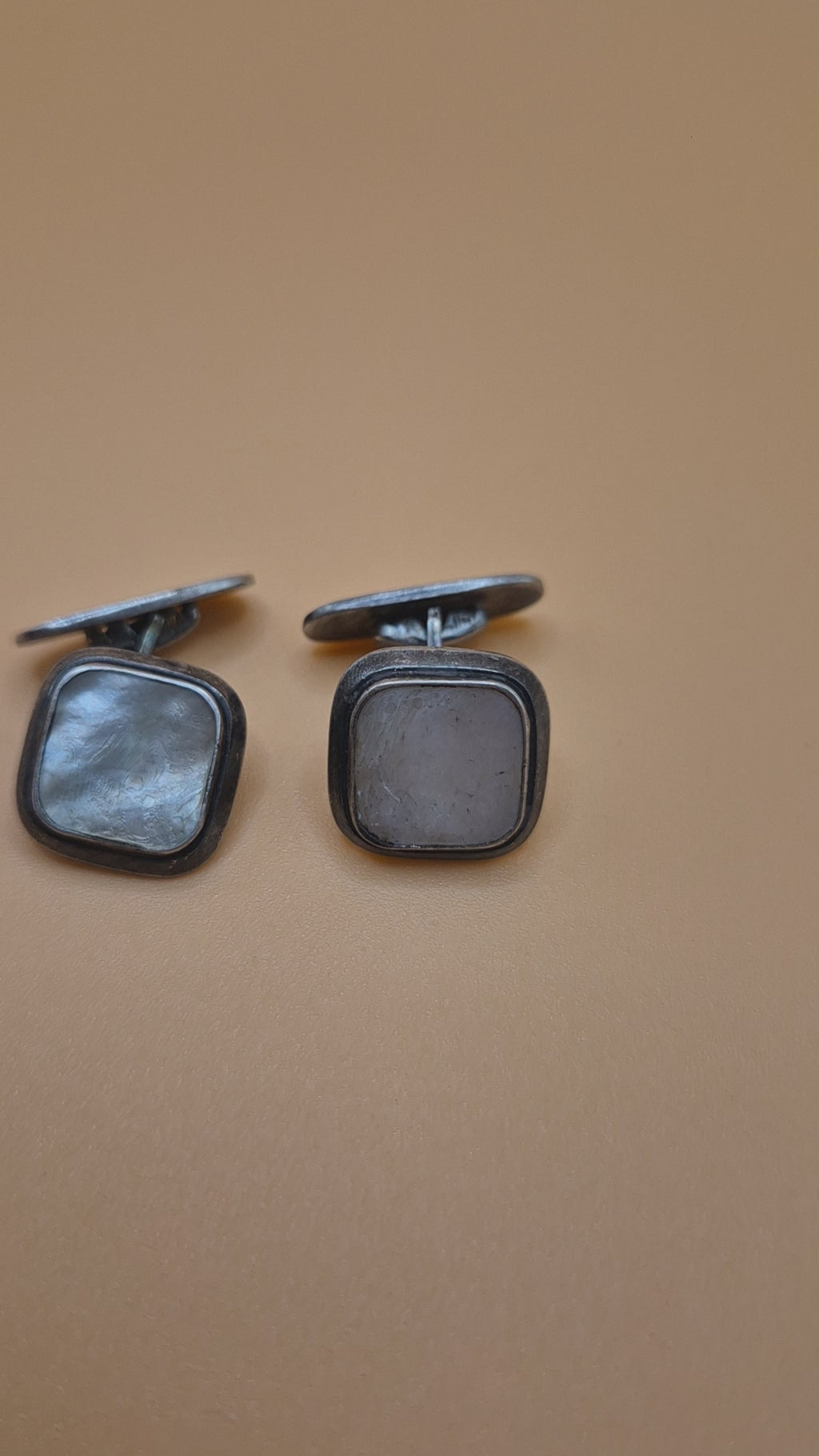 Vintage alte Manschettenknöpfe 835 echt Silber mit Perlmutt