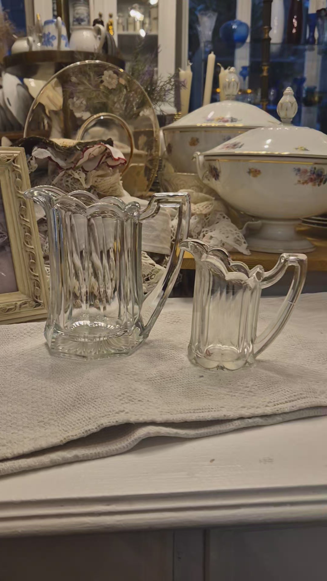 Vintage Milchkännchen Milchkanne Krug Kanne klein Glas Art Deco Stil