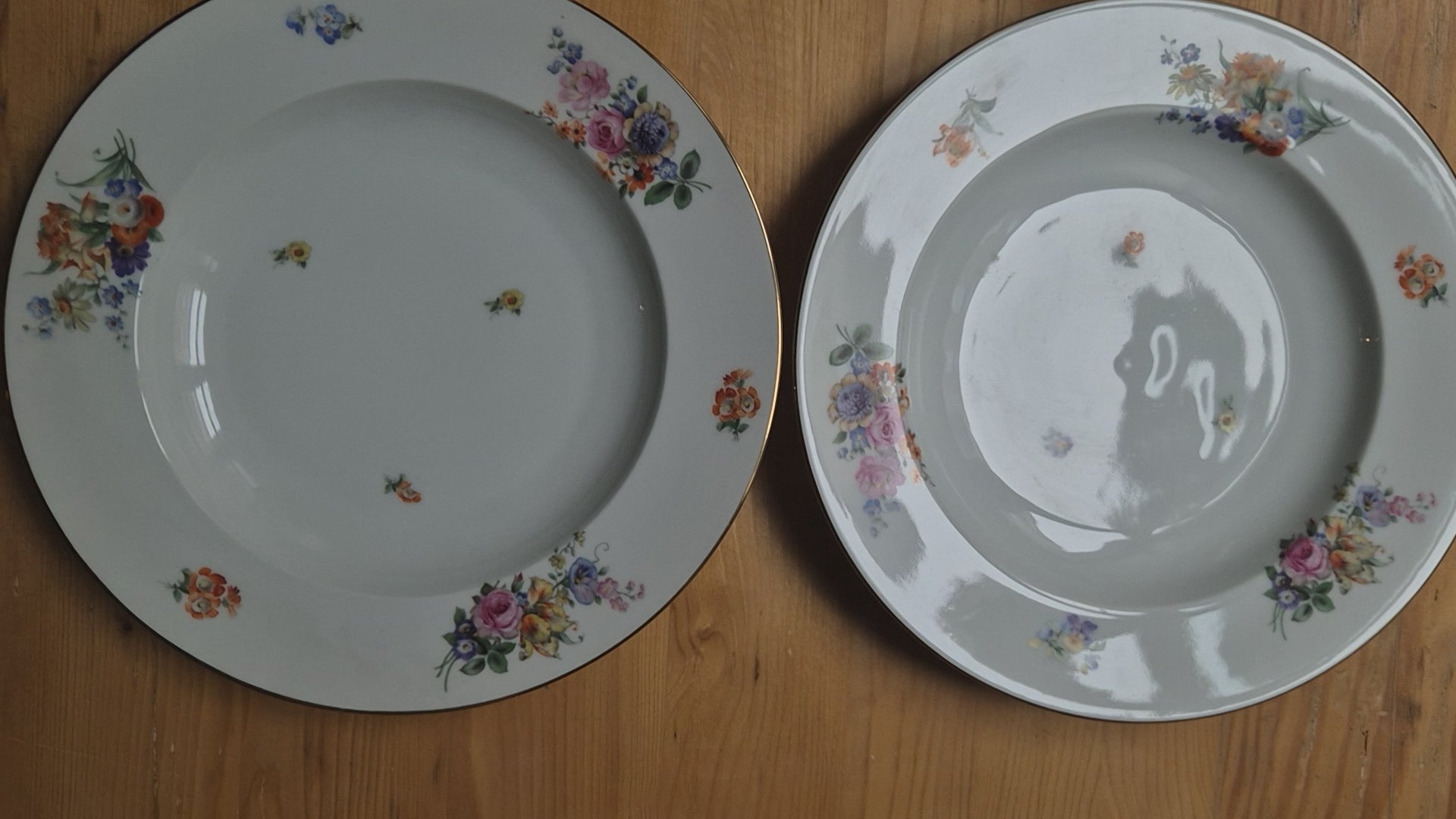 6x Antike Suppenteller Blumendekor weiß Goldrand Rosenthal