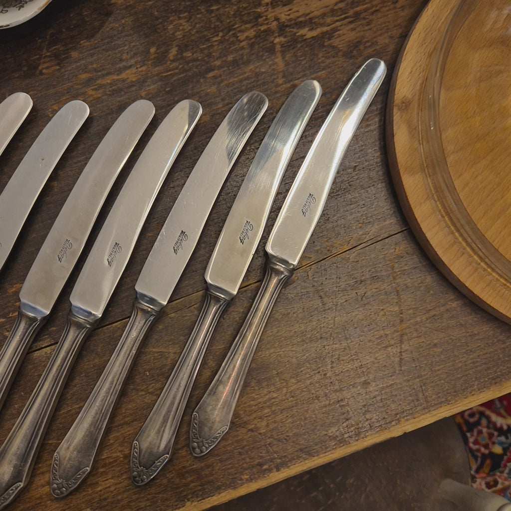 11x Antike Debag Rostfrei Messer sehr lang 40er Jahre versilbert 90 - zum aufpolieren!