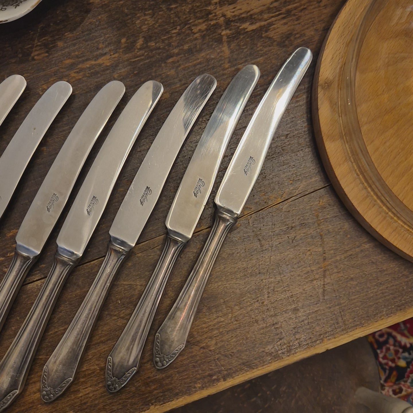 11x Antike Debag Rostfrei Messer sehr lang 40er Jahre versilbert 90 - zum aufpolieren!