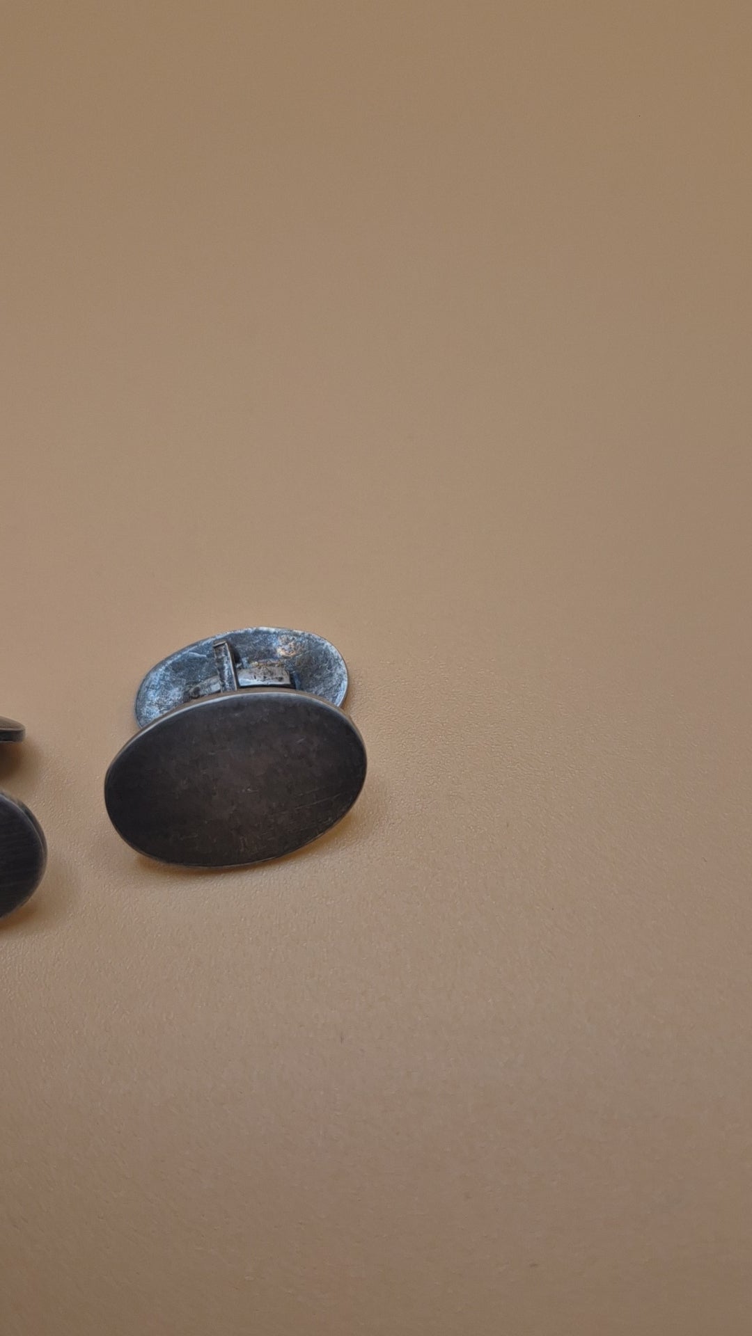 Vintage alte Manschettenknöpfe 835 echt Silber oval zum Aufpolieren!