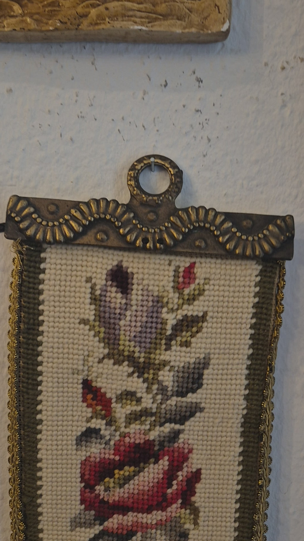 Wandbehang im Gobelin Stil echte Handarbeit Tapisserie Bildwirkerei Vintage 60er Jahre