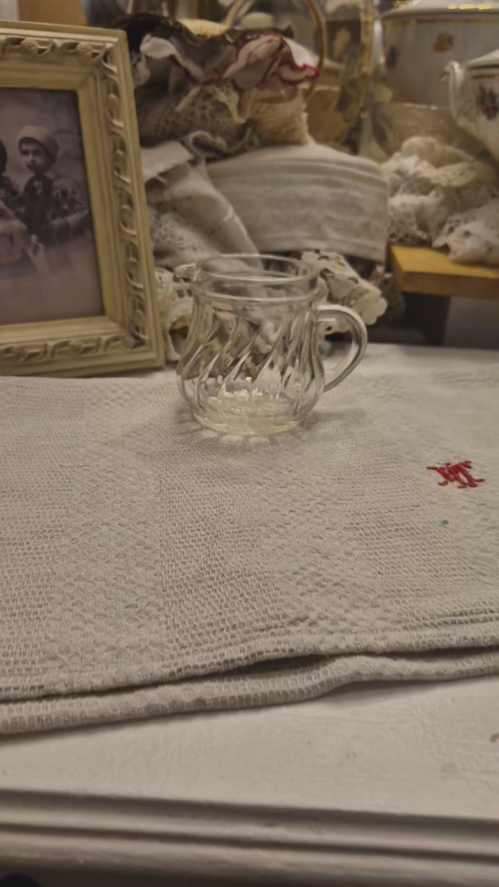 Vintage Milchkännchen Milchkanne Krug Kanne klein Glas