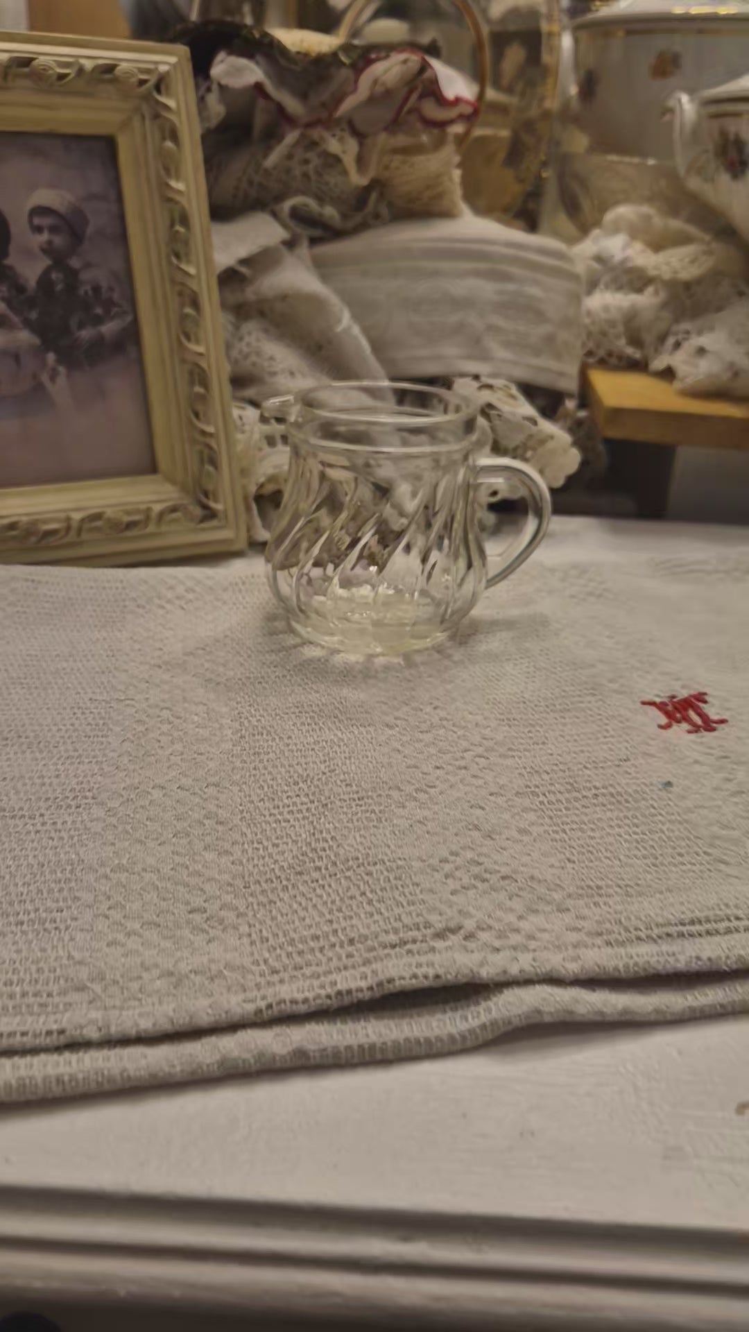 Vintage Milchkännchen Milchkanne Krug Kanne klein Glas