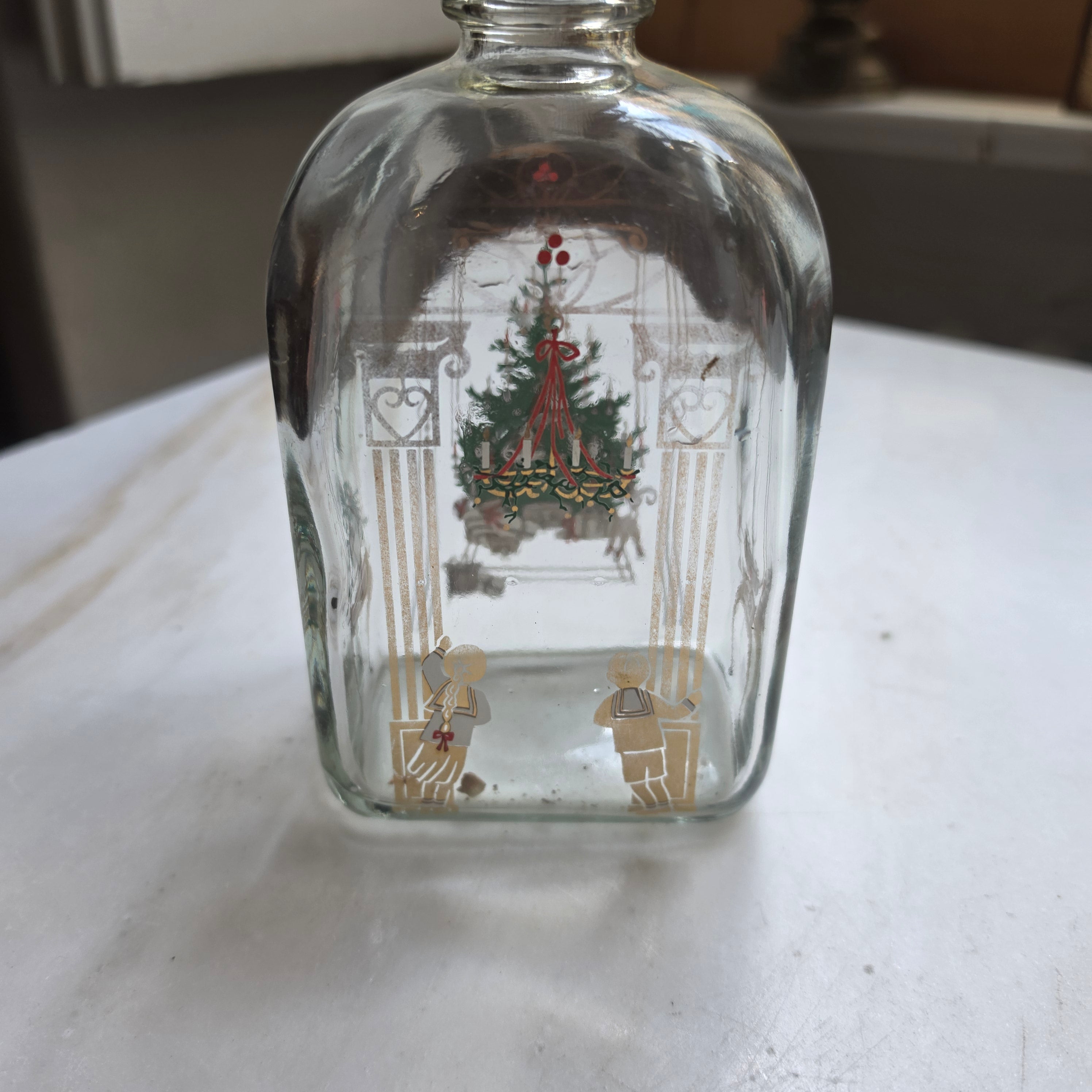Vintage Holmegaard Adventsflasche - Schnapskaraffe (1980er) – Dänisches Glasdesign mit Korken & Metallverschluss