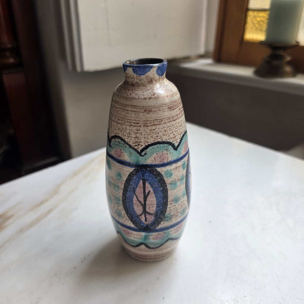 Vintage Strehla Keramik Vase – Handgemaltes Mid-Century DDR Design