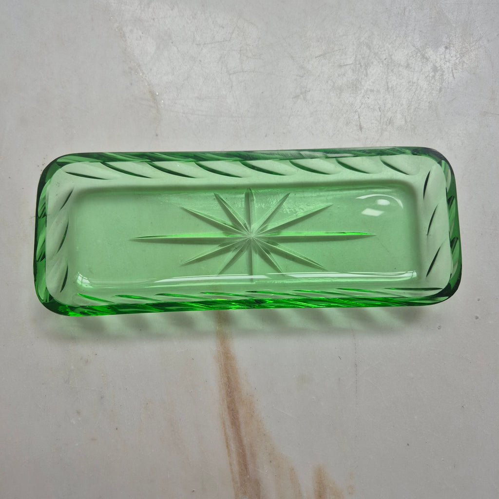 Art Deco Glasschale - Schmuckschale - Ablage - grün