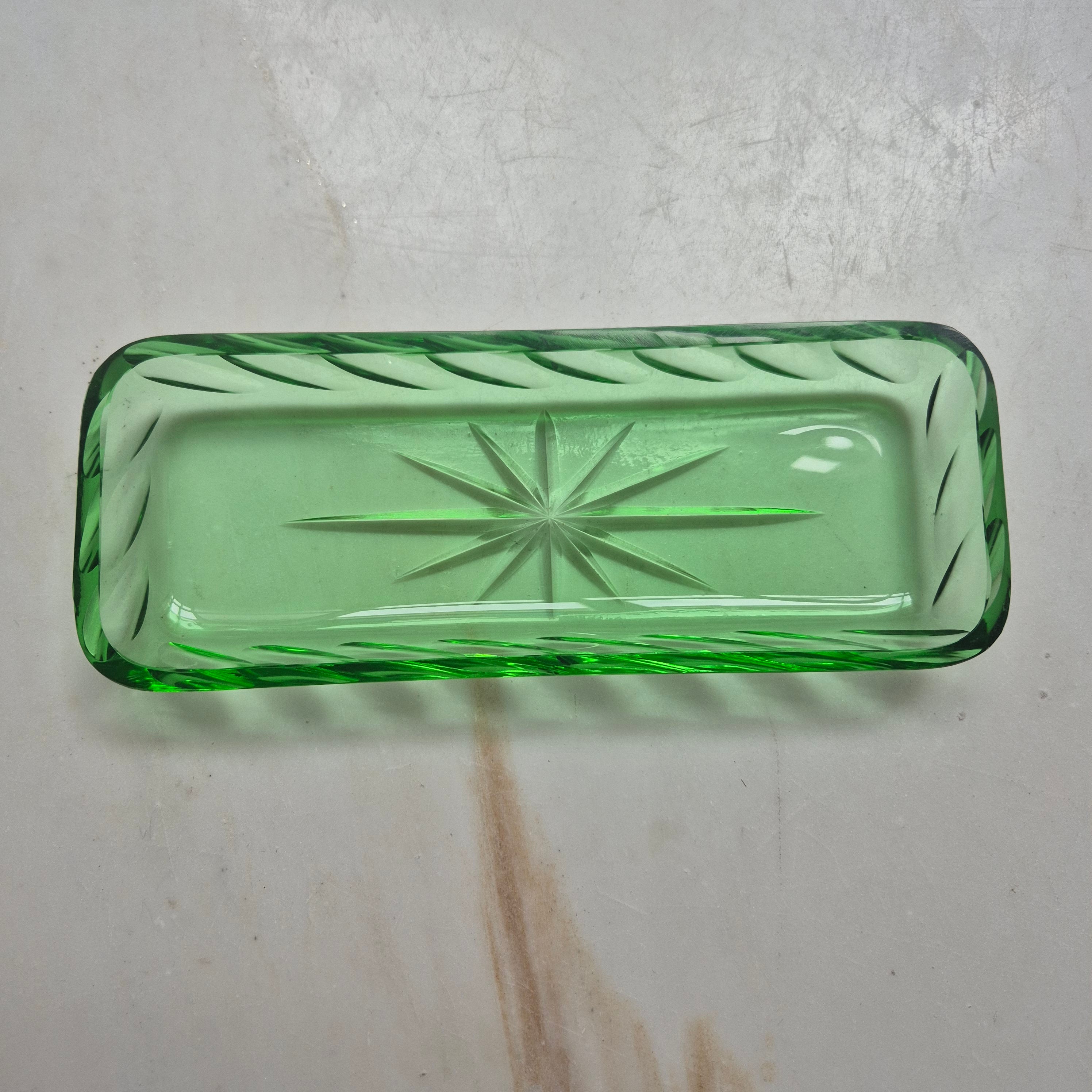 Art Deco Glasschale - Schmuckschale - Ablage - grün