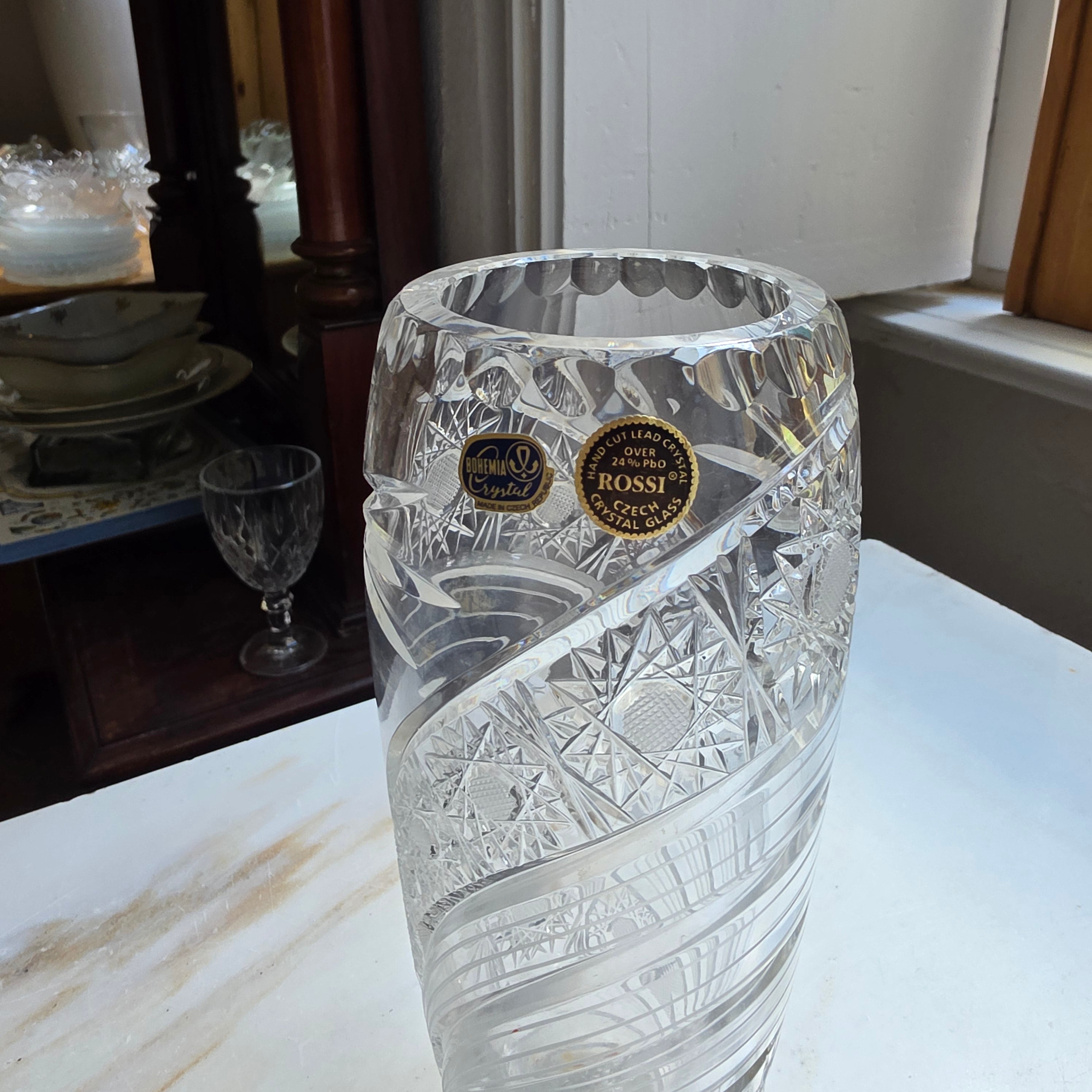 Handgeschliffene Kristall Vase - Rossi Czech Glass