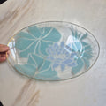 Ovale Art Deco Stil Lotus Platte / hauchdünner Teller Vintage