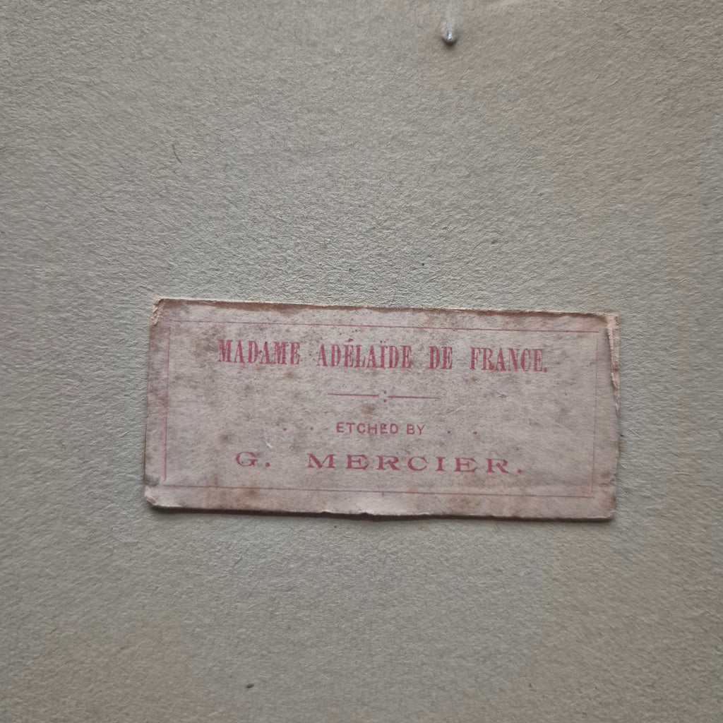 Antiker Farbstich „Madame Adélaïde de France“ – Radierung von G. Mercier (gerahmt)