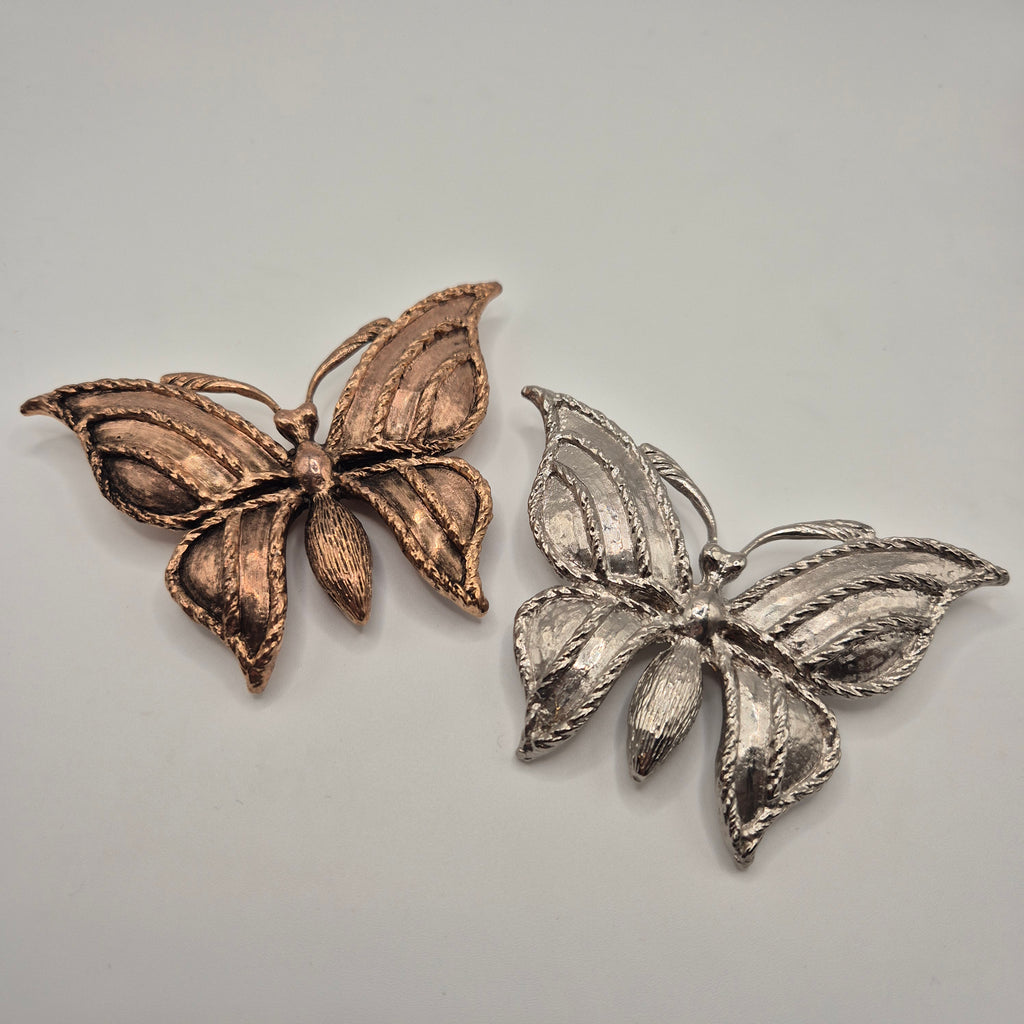Vintage 80s Statement-Gürtelschnalle „Butterfly“ – Modell Nr. 41 gepunzt – Kupfer/Silber