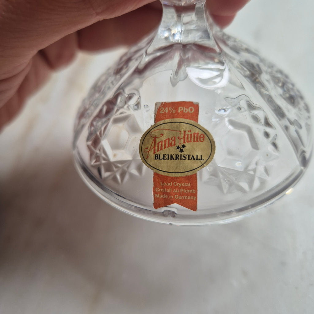 Vintage Bonboniere Schale aus Bleikristall mit Deckel - von Anna Hütte