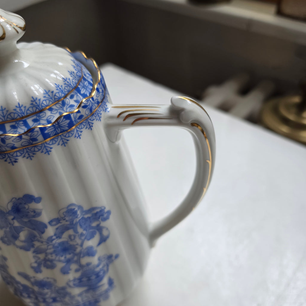 Antike Kaffeekanne Echt Tuppack China Blau Tiefenfurt Blau Weiß
