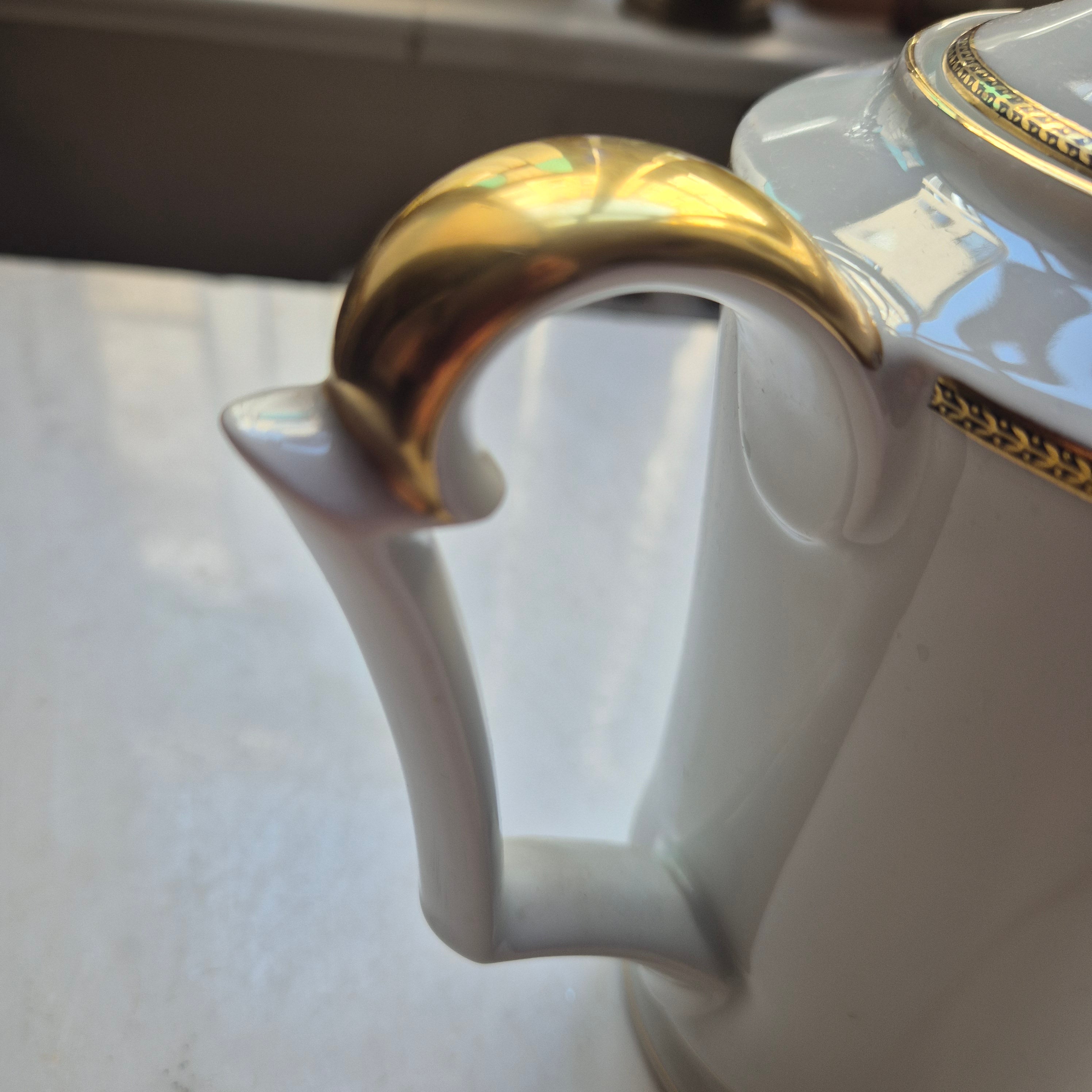 Große Kaffeekanne Porzellan mit Goldrand - Schönwald Bavaria