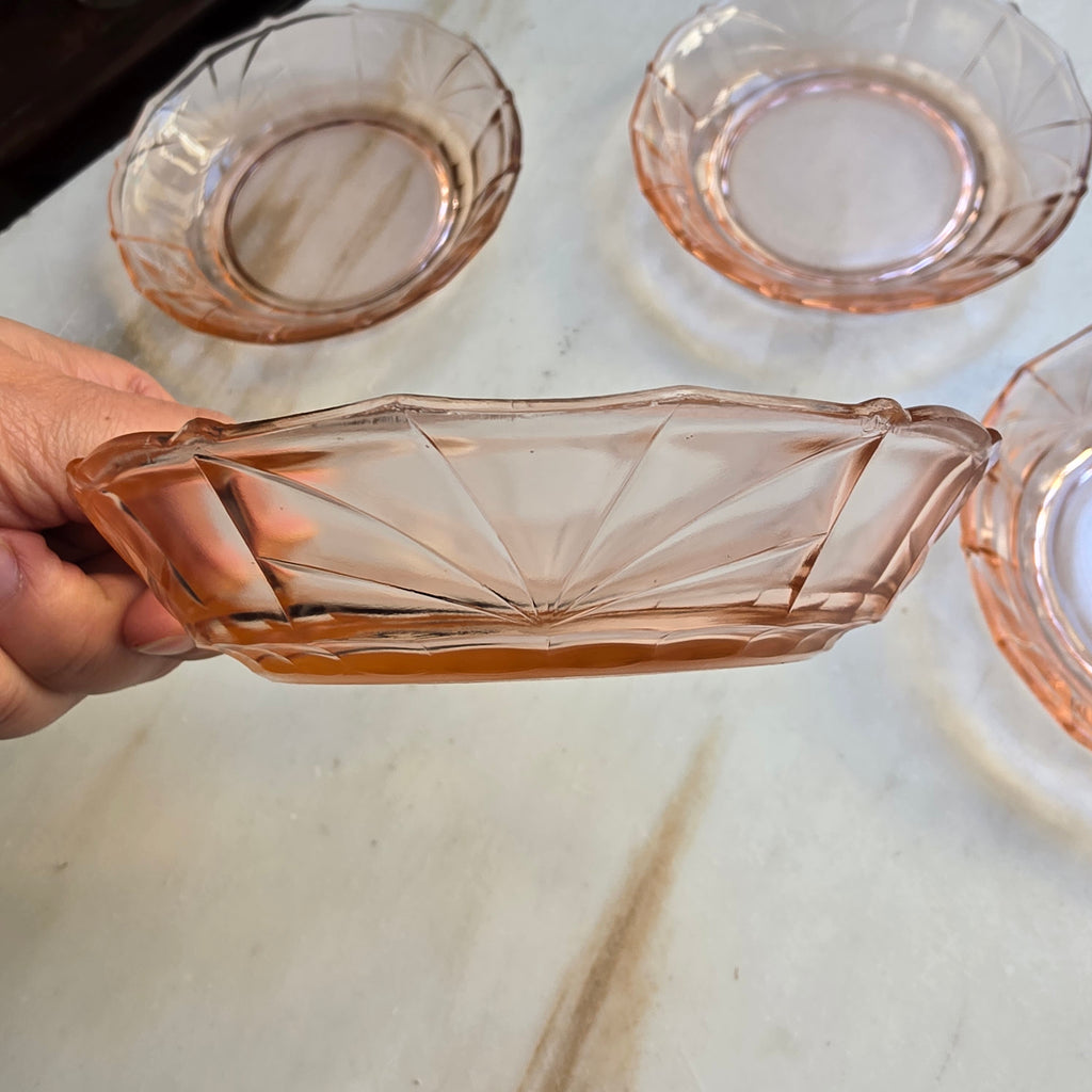 4x Rosalin Glasschalen - im Art-Déco-Stil - Teller