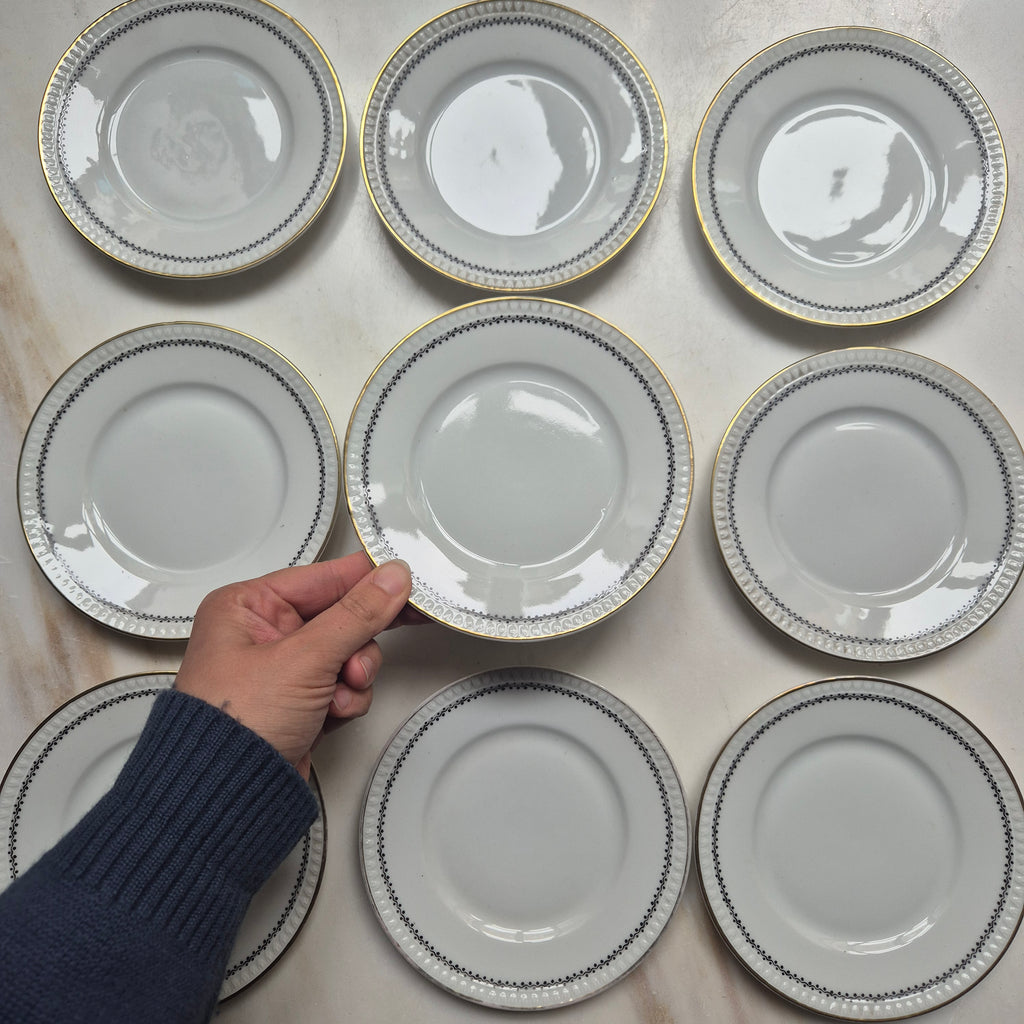 9x Vintage kleine Dessertteller - Kuchenteller Silesia Porzellan