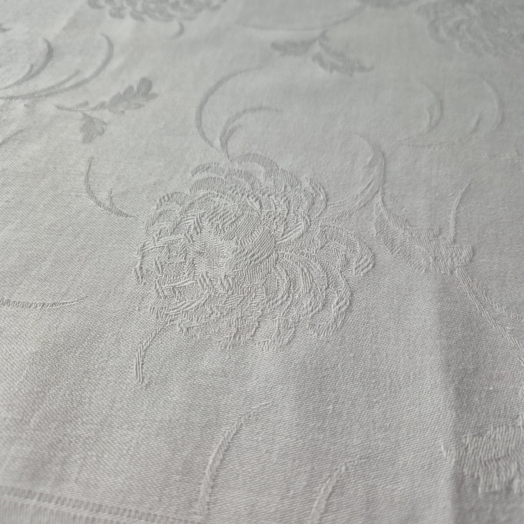 Vintage Tischdecke Damast weiß 95x160cm