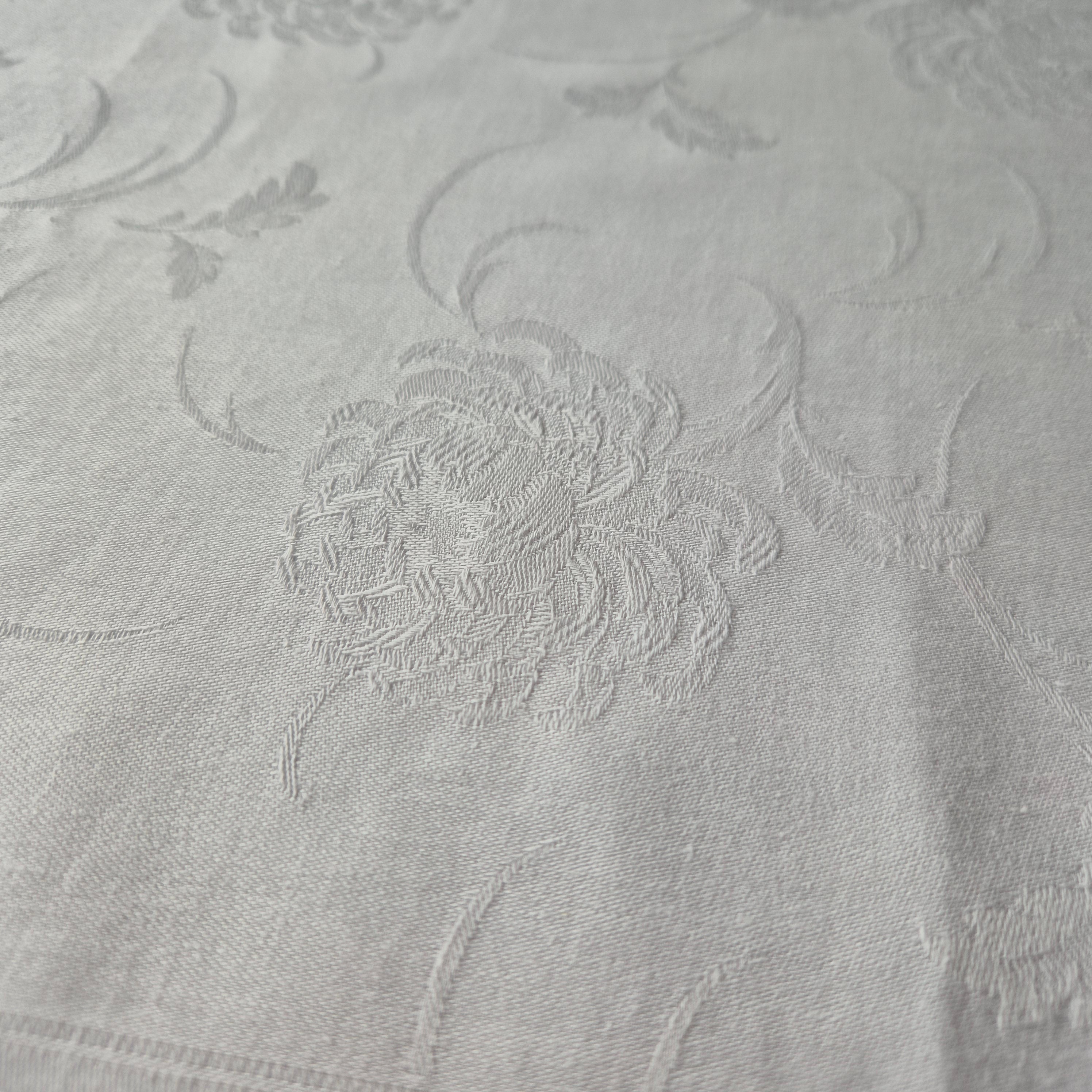 Vintage Tischdecke Damast weiß 95x160cm
